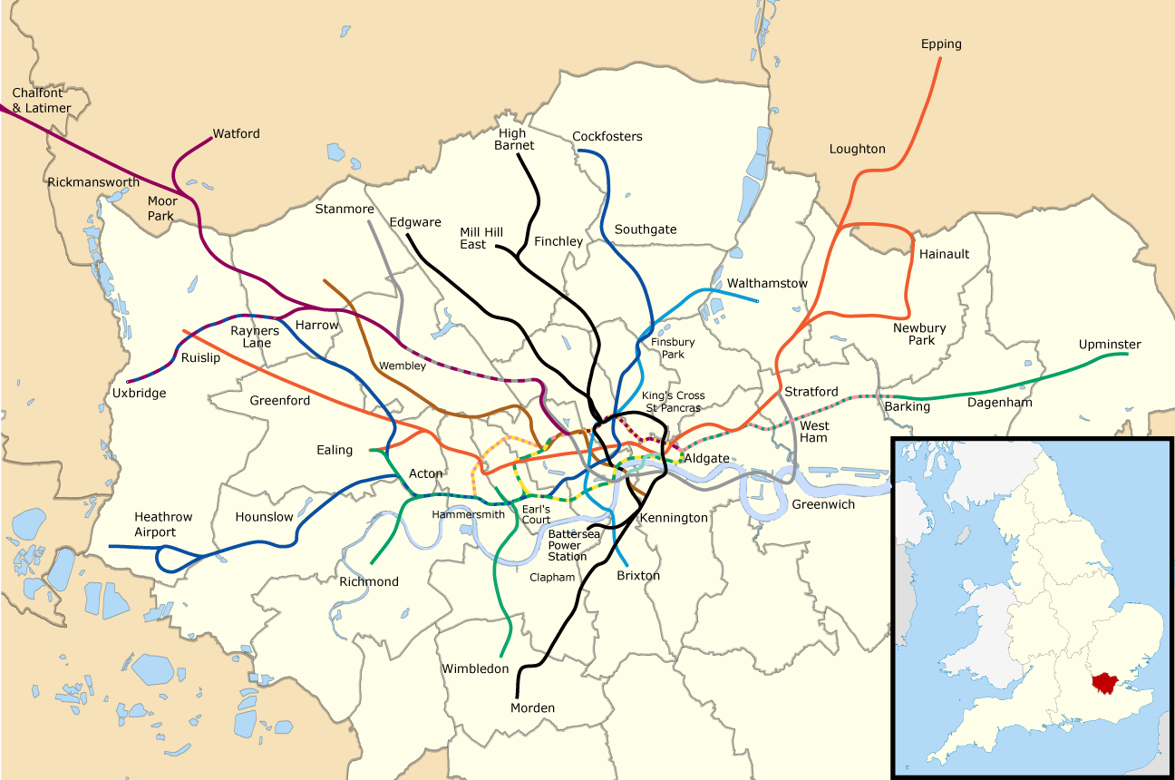 London, Storbritannien: tunnelbana